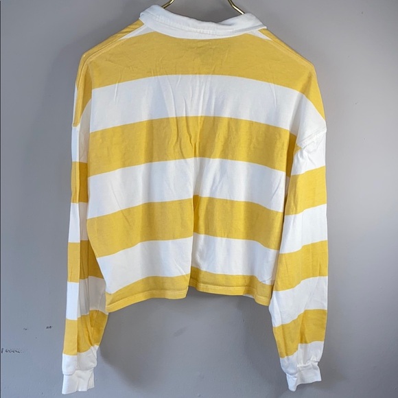 SO Yellow and White Polo Collar Crop Top - Picture 9 of 10